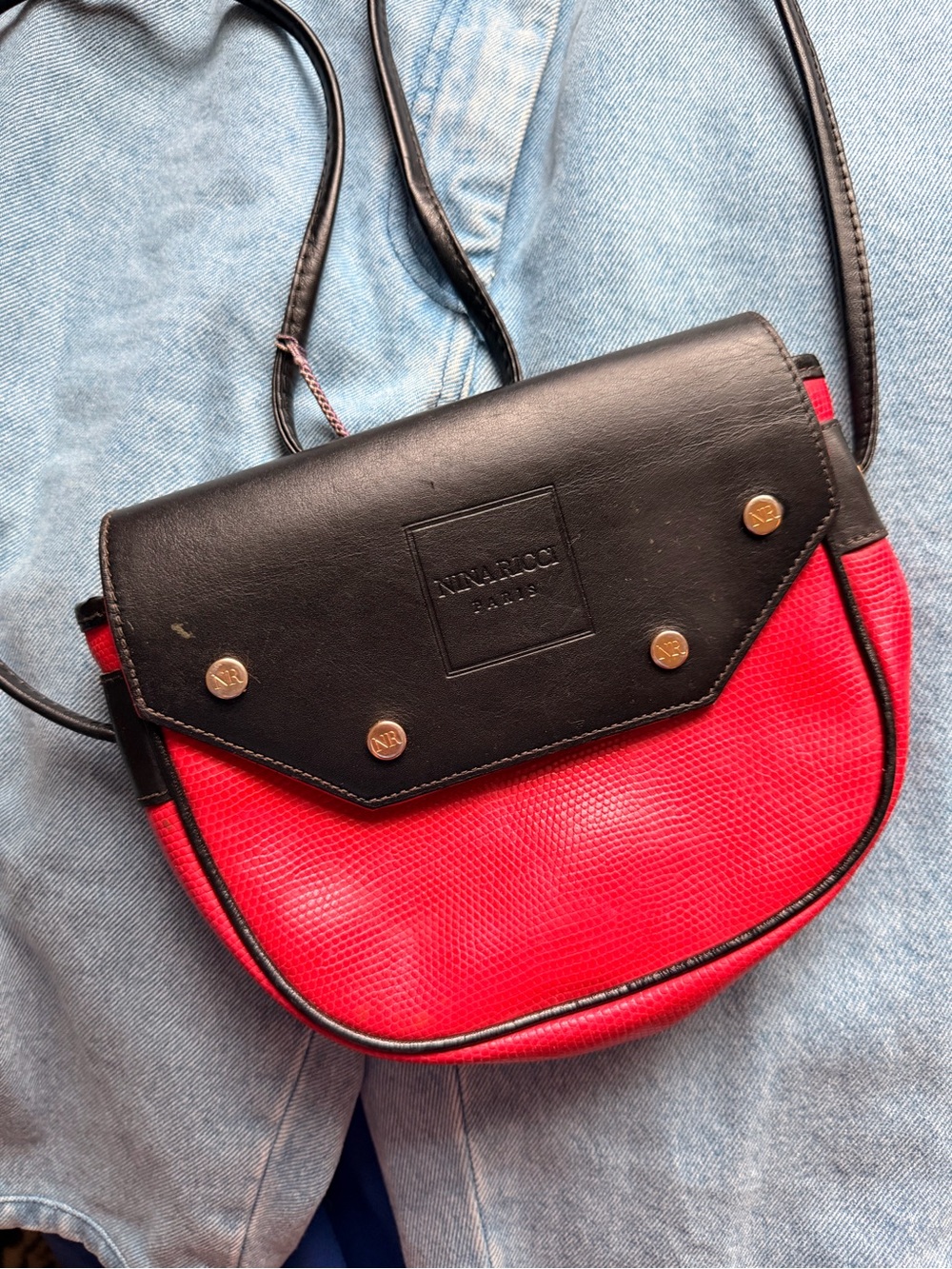 Nina Ricci Black & Red Crossbody Bag